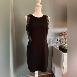 Banana Republic Brocade Leopard Black Sleeveless Dress Career Wear 8 medium